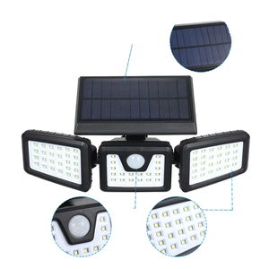 مصابيح HESHI الشمسية بثلاثة رؤوس قابلة للتعديل مع مستشعر حركة <span class=keywords><strong>LED</strong></span> IP54، إضاءة نهارية 180 درجة 5000K، مادة ABS، معتمدة من CE، بطارية تدوم 30000 ساعة - Product Image 3