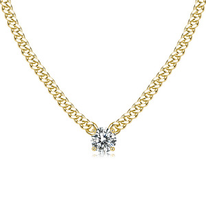 Collar de <span class=keywords><strong>Cadena</strong></span> Cubana con Moissanita de 1ct 2ct 3ct, Plata de Ley 925, Estilo Hip Hop, Colgante de Piedra Redonda, Joyería para Hombres y Mujeres - Product Image 4