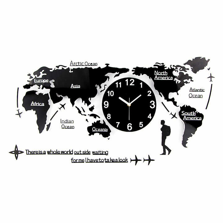 2023 World Map Clocks 3d Office Art Creative Nordic Design Luxury ...