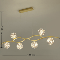 Lampe suspendue postmoderne nordique minimaliste nouveau lustre à LED doré ciel étoilé conception moléculaire pour Restaurant Bar salle à manger longue