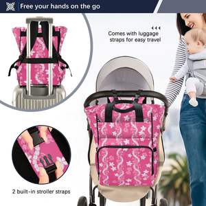 Hawaiian Custom Puakenikeni Lei Pink Wasserdichte Mutterschaft Mumie Windel taschen Tragbare Baby Rucksack Mama Taschen für die Reise - Product Image 4