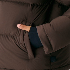 Abrigo corto de manga larga con logotipo personalizado para <span class=keywords><strong>mujer</strong></span>, <span class=keywords><strong>chaquetas</strong></span> gruesas de invierno lisas cálidas con chocolate para exteriores, abrigo para <span class=keywords><strong>mujer</strong></span> - Product Image 4