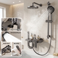 Robinet de douche thermostatique moderne en chrome poli, ensemble de douche et bain à 3 trous avec poignée unique et verrouillage de température pour salle de bain