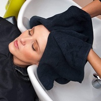 Serviettes de Toilette Noires 100 % Coton pour Coiffeurs, Salons de Coiffure et Spas, Faible MOQ, Vente en Gros, avec Impression de Logo Personnalisé