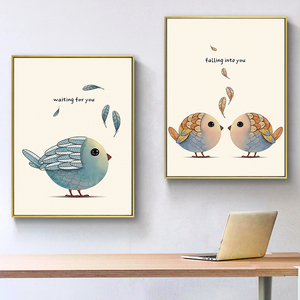 Dessin animé <span class=keywords><strong>oiseaux</strong></span> <span class=keywords><strong>plumes</strong></span> toile imprimé <span class=keywords><strong>peinture</strong></span> maison chambre <span class=keywords><strong>d</strong></span>'enfants image Art <span class=keywords><strong>d</strong></span>écor <span class=keywords><strong>peinture</strong></span> à l'huile <span class=keywords><strong>sur</strong></span> toile affiches et imprimés Art Pict - Product Image 5