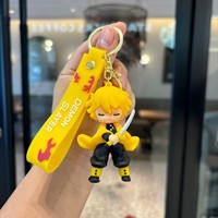 Porte-clés Anime Demon Slayer au design cool de dessin animé, accessoires cadeaux pour enfants, pendentif poupée 3D en PVC, porte-clés personnalisé avec logo, jouets, porte-clés