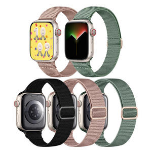 Bracelet de montre en nylon tressé élastique en gros pour Apple Watch Ultra 49mm SE 44mm 42mm avec boucle coulissante réglable - Product Image 1
