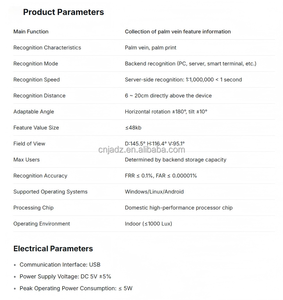 Modul Pengenalan Vena Telapak Tangan JUA-330G, Kontrol Akses Biometrik untuk Sistem Pembayaran Aman, Pemindai Sidik Jari Vena Telapak Tangan, Absensi - Product Image 5