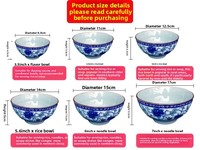 Ensemble de bols en céramique chinoise de haute qualité, design bleu classique, vaisselle portable pour les fêtes à domicile, les restaurants, avec des ensembles de fruits