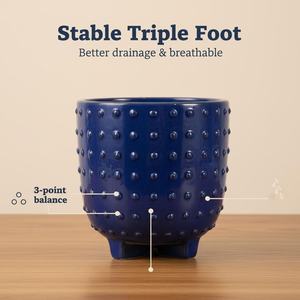 Pots de fleurs en céramique esthétiques pour l'intérieur et l'extérieur, pots de jardin avec trous de drainage, finition émaillée - Product Image 3