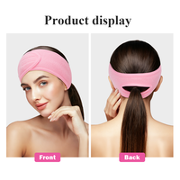 Bandeau de spa facial en microfibre douce lavable OEM 60*8,5 cm avec trou pour queue de cheval, en tissu extensible réglable, pour maquillage