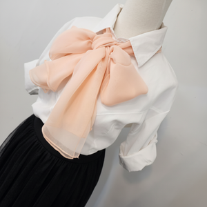 Écharpe élégante en mousseline de soie transparente abricot pour femme - Product Image 1