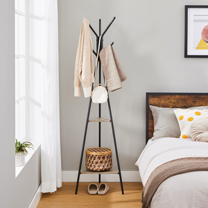 Armoire à vêtements <span class=keywords><strong>VASAGLE</strong></span> en bois avec 4 niveaux, <span class=keywords><strong>porte</strong></span>-<span class=keywords><strong>manteau</strong></span> autoportant pour salon, salle de bain, garde-robe - Rangement pour vêtements, chapeaux, sacs - Product Image 2