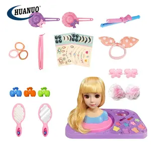 Fingir princesa penteado brinquedo, metade do modelo, corpo, criança, boneca, cabeças, brinquedo, boneca, conjunto de maquiagem