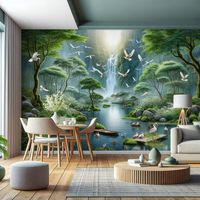 Papiers peints personnalisés en lin 3D autocollants, paysages naturels, papiers peints floraux pour chambre à coucher, salon, décoration intérieure