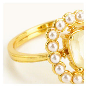 خواتم فاخرة للسيدات من الفضة عيار 925 مطلية بالذهب مع حجر الشيلتونيت الطبيعي واللؤلؤ للحفلات وحفلات الزفاف - Product Image 4