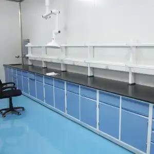 Fizik kimyası laboratuar tezgahı duvar tezgahı laboratuvar iş istasyonu ile depolama dolabı ve reaktif raf