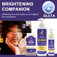 Kit Éclaircissant Triple Glutathion Plus Marque Privée – Crème Visage Anti-Taches et Lait Corporel Éclaircissant pour Peaux Noires