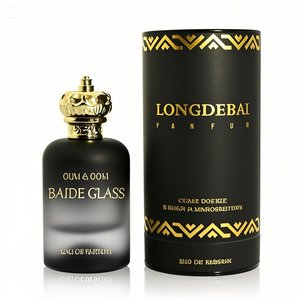 Luxury Round Perfume <b>Bottle</b> <b>Empty</b> Crimp Pump <b>Spray</b> Thick Bottom 30ml 50ml 100ml Glass Gradient Black Perfume <b>Bottle</b> With Box - Product Image 5