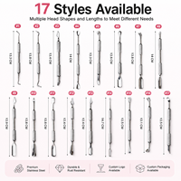 Pousse-cuticules double extrémité en acier inoxydable avec logo personnalisé, grattoir nettoyeur d'ongles, outil de manucure et pédicure pour salon, vente en gros