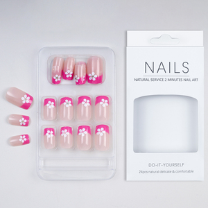 Nouveau lot de 24 faux ongles courts en ABS de style français, à presser, vente en gros, pour salon de manucure - Product Image 5