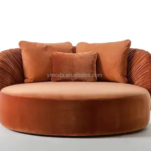 Простой в нордическом стиле изогнутый круглый одноместный Оранжевый диван Современная Гостиная Оранжевый диван круглой формы