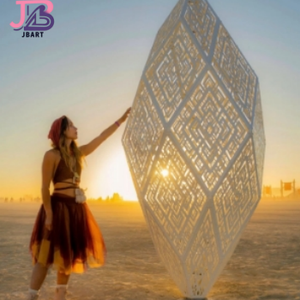 Sculpture géométrique extérieure carrée de <span class=keywords><strong>centre</strong></span> commercial Installation d'art de LED Forme creuse polygonale de modèle - Product Image 1