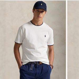 Collection <span class=keywords><strong>Ralph</strong></span> S27 <span class=keywords><strong>Lauren</strong></span> <span class=keywords><strong>Printemps</strong></span> 2026 Angleterre T-shirts classiques en coton uni extensible 200g à manches courtes pour couple - Product Image 3