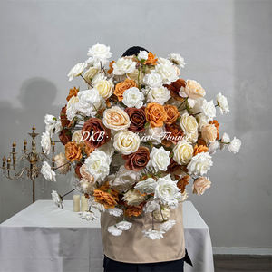 DKB 2026 Nueva Bola Floral Mixta de Rosas de Seda <span class=keywords><strong>Blancas</strong></span>, Naranjas y Marrones de 60 cm, Centro de Mesa Decorativo para Bodas y Cumpleaños - Product Image 2