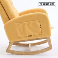 Fauteuil à bascule jaune avec repose-pieds, dossier haut, pieds en bois d'hévéa, pour chambre et salon, 26,77 D x 38,36 L x 39,76 H pouces
