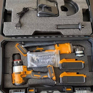 Ensemble <span class=keywords><strong>perceuse</strong></span> <span class=keywords><strong>sans</strong></span> <span class=keywords><strong>fil</strong></span> et meuleuse d'angle CAMPEGGI 48V avec batterie au lithium, douille à 6 points de 1/2 pouce, boîte à outils pour bricolage à domicile - Product Image 1