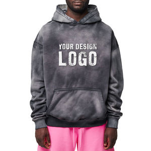 Sweat-shirts pour hommes surdimensionnés, style streetwear hip-hop, teints par pulvérisation, lavés, logo personnalisé, dégradé de couleurs, polaire, grande taille - Product Image 1