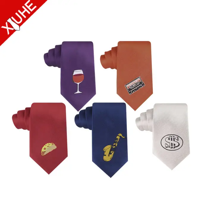 High Quality OEM Manufacturers Tie Blue Red Personalized Pattern Necktie Woven Custom Mens Polyester Ties