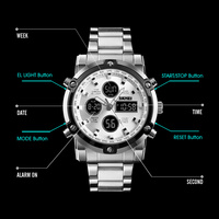 SKMEI 1389 Großhandels marke Luxus Reloj Herren Wasserdichte Edelstahl Digitaluhr