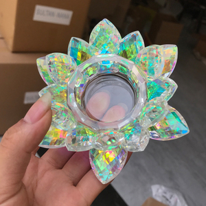 Rainbow AB Coating Crystal <strong>Lotus</strong> Flower Tealight <strong>Candle</strong> <strong>Holder</strong> MH-Z0255 - Product Image 1