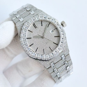 Reloj automático de lujo para hombre, hecho a mano, con incrustaciones de diamantes cultivados en laboratorio, reloj mecánico personalizado de alta gama. - Product Image 4