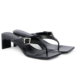 Sandales mule à talon lame pour femme, à bout carré, avec boucle, en <span class=keywords><strong>cuir</strong></span>, à enfiler, vente en gros, OEM, personnalisées - Product Image 2
