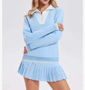 Venta al por mayor sudadera de tenis de las mujeres transpirable Anti-Shrink Casual Terry Stand Collar manga larga pulóver Otoño Invierno - Product Image 6