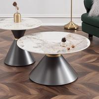 Ensemble de tables basses modernes de luxe blanc gris noir 2 pièces Pieds en métal Plateau en marbre Hauteur réglable Meubles de maison