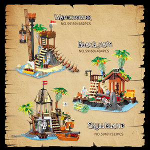 Niños Diy <span class=keywords><strong>Barco</strong></span> <span class=keywords><strong>Pirata</strong></span> Bahía personaje modelo bloques de construcción conjunto Stem juguetes educativos niños Navidad Halloween decoraciones regalo - Product Image 3