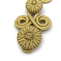 Boutons grenouilles chinois en fleurs rembourrées faites à la main, taille personnalisée, couleur or, motif floral, vente en gros pour usines de vêtements