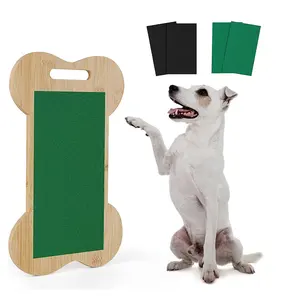 Tampon à gratter pour chien en bois de bambou pour tondeuse Griffe chiens Nail Scratch Board pour chiens Nail Paw Scratch Pad