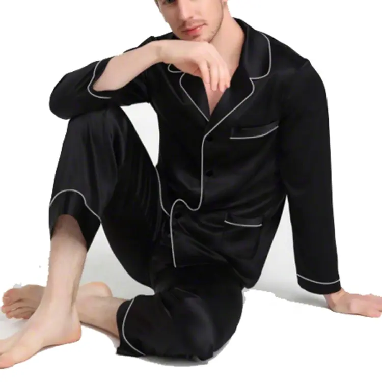 2024 унисекс одинаковая Пижама на заказ Шелковая пижама для мужчин высокого качества однотонная уютная Роскошная Пижама для мужчин комплект