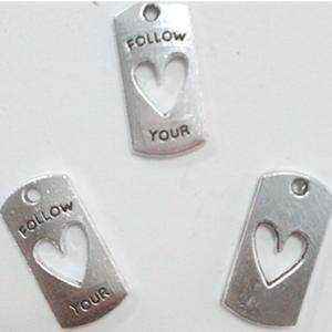 AA018279 Dijes Sigue Tu Corazón 20x10mm Color Plata Antigua Colgantes para Hacer Joyería Tibetana Hecha a Mano - Product Image 1