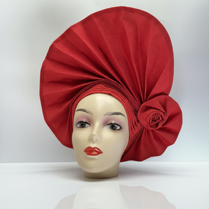 Auto Gele déjà noué, foulard africain prêt à porter Aso Oke du Nigéria pour mariage traditionnel, bonnet Aso Oke pour femmes, foulards pour la tête - Product Image 1