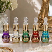 Flacon de parfum cylindrique en verre de 6 x 12 ml avec bouchon à vis, filigrane doré, applicateur à bâtonnet, rechargeable, design arabe, mini flacon – Vente en gros