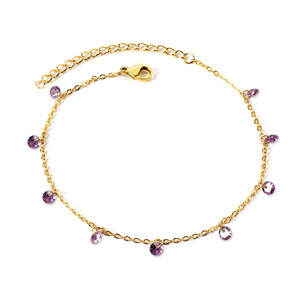 <span class=keywords><strong>Bracelet</strong></span> de <span class=keywords><strong>cheville</strong></span> pendentif en cristal minimaliste en acier inoxydable plaqué <span class=keywords><strong>or</strong></span> 18 carats placage IP bracelets de <span class=keywords><strong>cheville</strong></span> à breloque en pierre colorée - Product Image 5