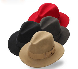 Wholesale New Fashion 30 Color in Stock Wholesale Fedora Panama <b>Hats</b> 100% Wool Felt Unisex Wide Brim Fedora <b>Hat</b> - Product Image 1