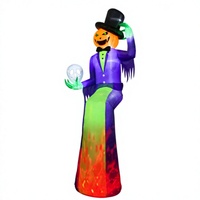Citrouille Gonflable de 3 m pour Halloween, Décoration Lumineuse LED pour Jardin, Décoration de Fête Extérieure