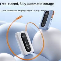 Câble rétractable pour le commerce électronique, charge super rapide 22,5 W, plastique, 10 000 mAh, source d'alimentation mobile promotionnelle